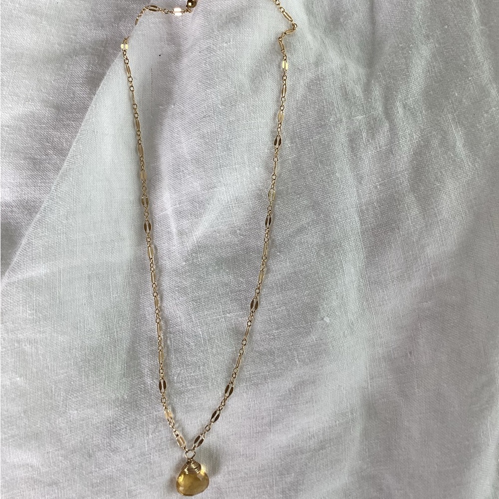 Beautiful citrine on gold filled chain approximate 20 inch